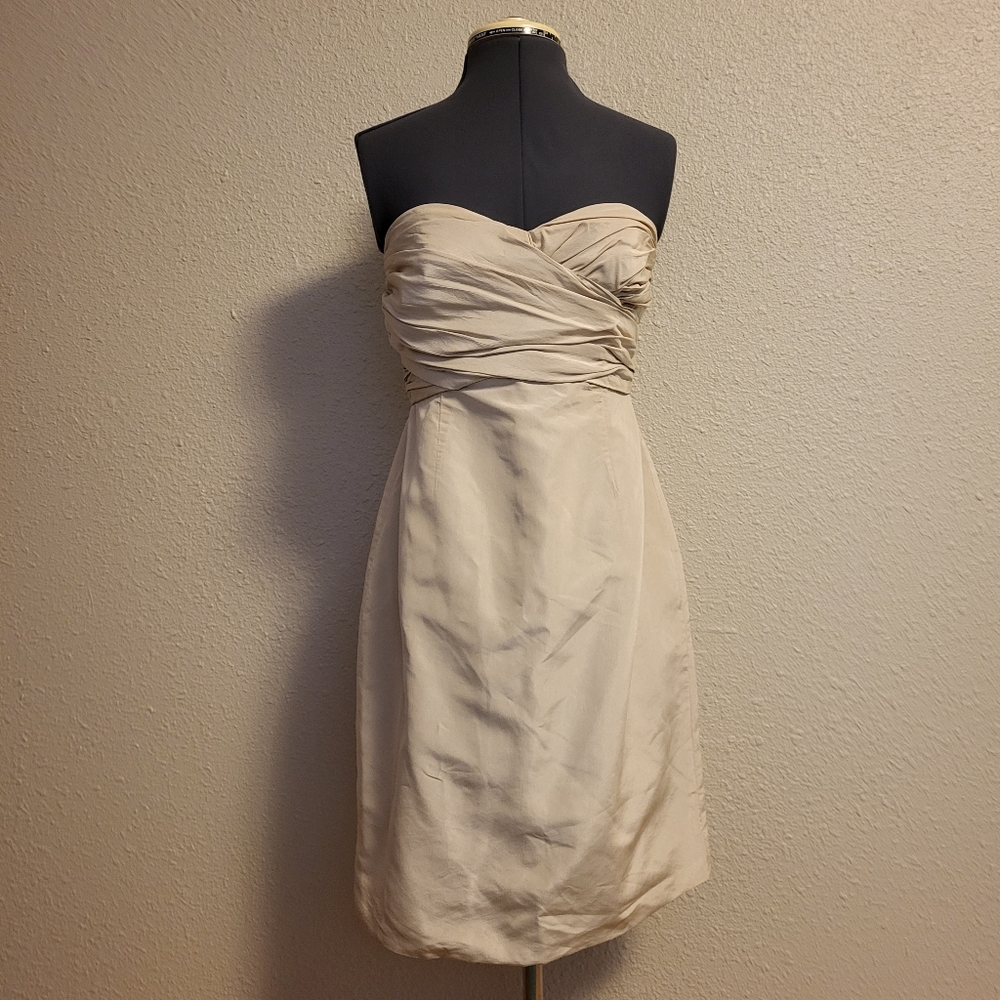 J. Crew Beige Strapless Silk Dress Size 6